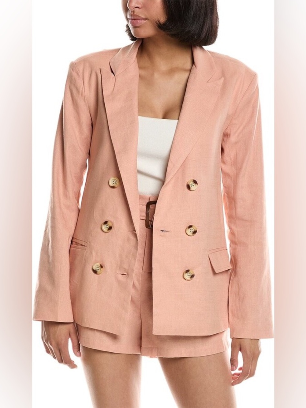 NWT Bishop + Young - Size Medium - Linen Lotus Summer Blazer in Peach/Rose